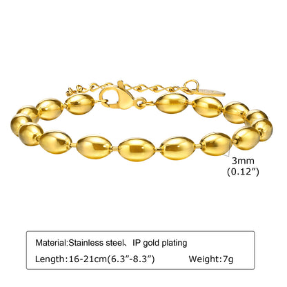 Retro Solid Color Stainless Steel Plating Gold Plated Bracelets