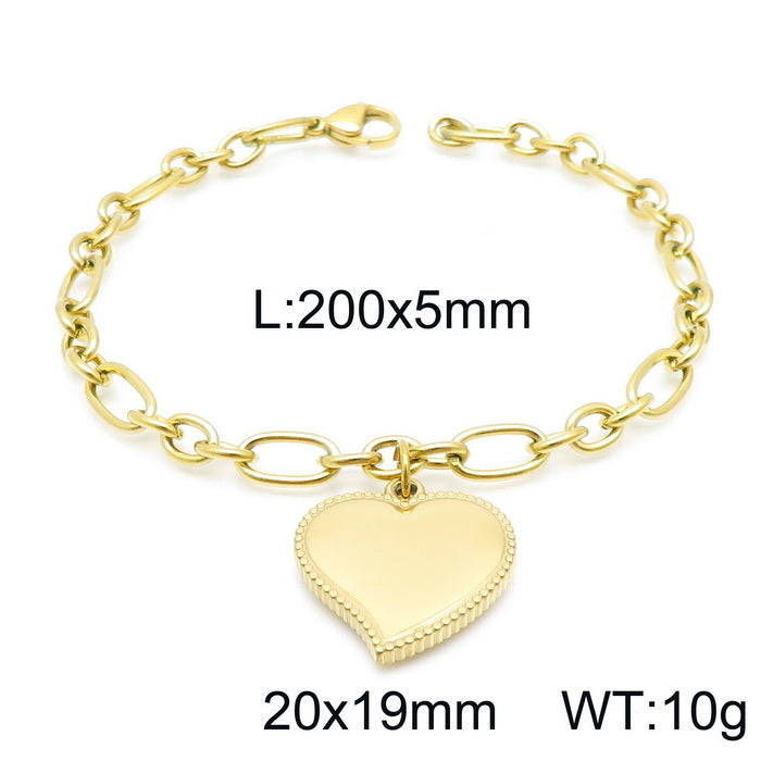 Simple Style Heart Shape Stainless Steel Plating 18k Gold Plated Bracelets