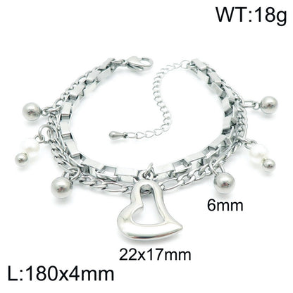 Simple Style Heart Shape Stainless Steel Plating 18k Gold Plated Bracelets