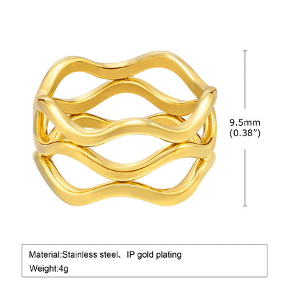 Simple Style Solid Color Stainless Steel Plating Gold Plated Rings