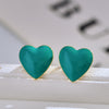 1 Pair Simple Style Heart Shape Enamel Copper Ear Studs