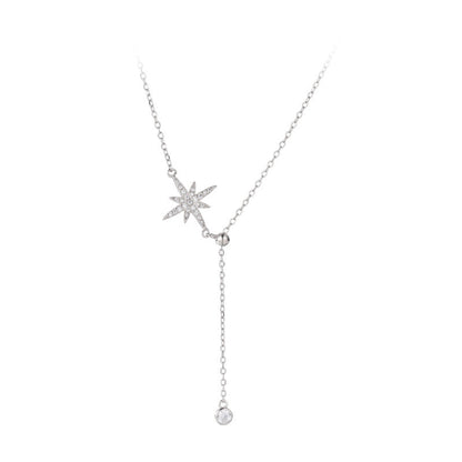 Simple Style Solid Color Sterling Silver Inlay Zircon Pendant Necklace