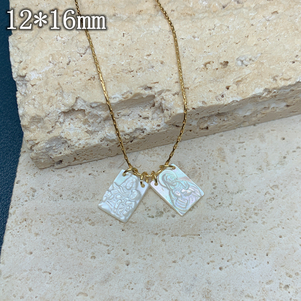 Simple Style Square Stainless Steel Plating Gold Plated Scapular Necklace Pendant Necklace