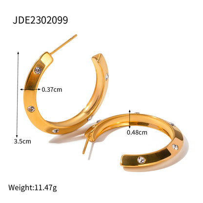 1 Pair Simple Style C Shape Plating Stainless Steel 18k Gold Plated Earrings