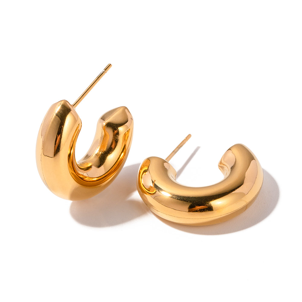 1 Pair Ig Style Casual C Shape Plating Stainless Steel 18k Gold Plated Ear Studs