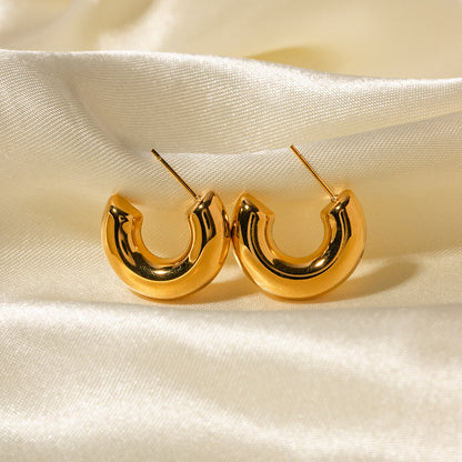 1 Pair Ig Style Casual C Shape Plating Stainless Steel 18k Gold Plated Ear Studs