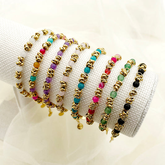 Retro Round Gold Plated Stainless Steel Wholesale Bracelets