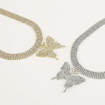 Elegant Butterfly Iron Inlay Rhinestones Women's Pendant Necklace
