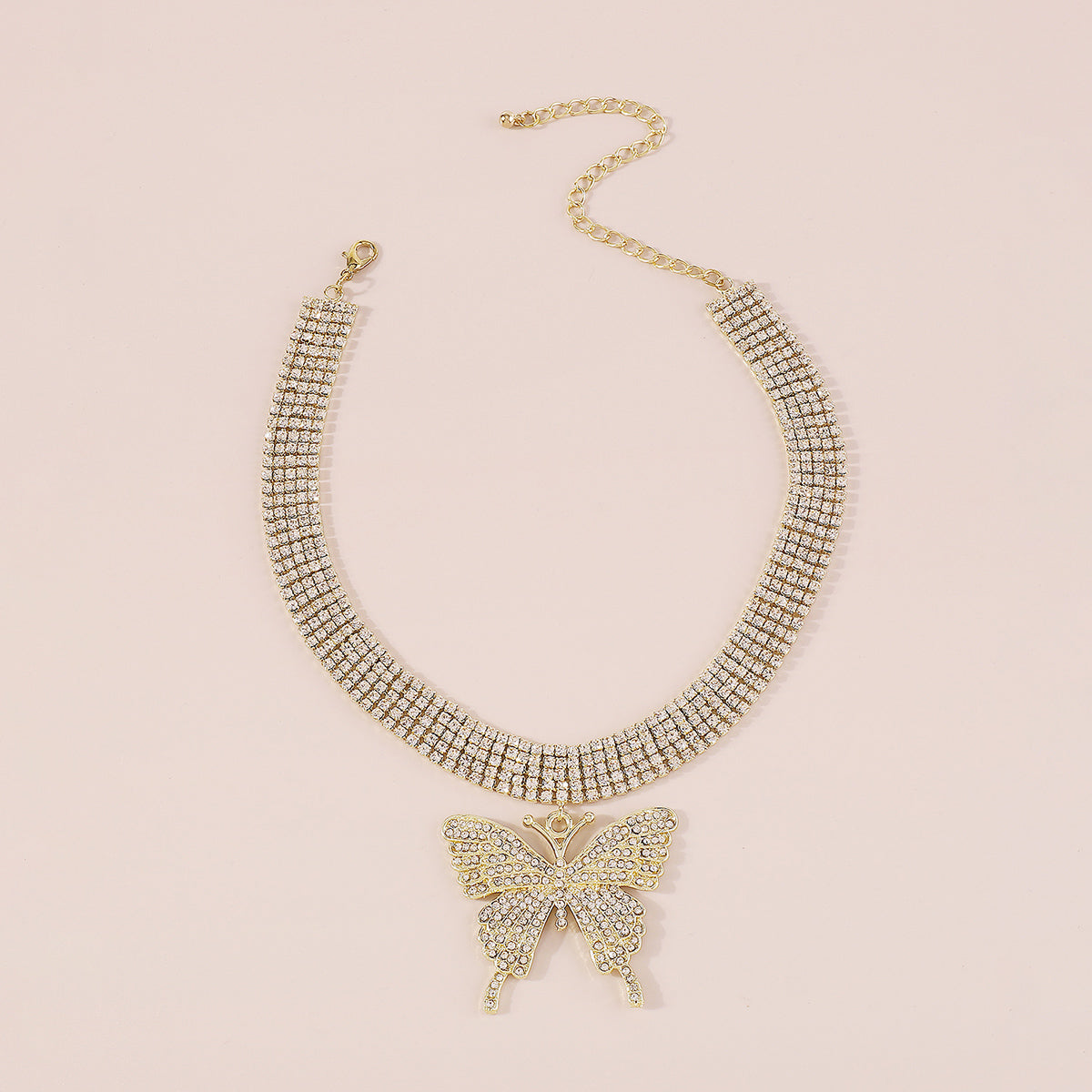 Elegant Butterfly Iron Inlay Rhinestones Women's Pendant Necklace