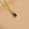 Elegant Classic Style Square Copper Plating Inlay Zircon 14k Gold Plated Pendant Necklace