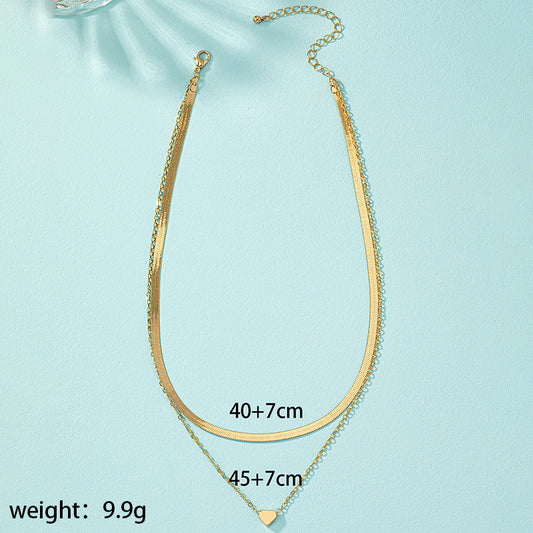 Simple Style Heart Shape Alloy Plating Gold Plated Women's Double Layer Necklaces