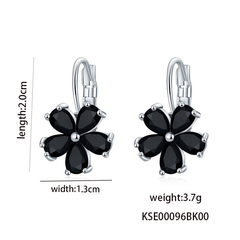 1 Pair Casual Flower Plating Inlay Copper Zircon White Gold Plated Drop Earrings