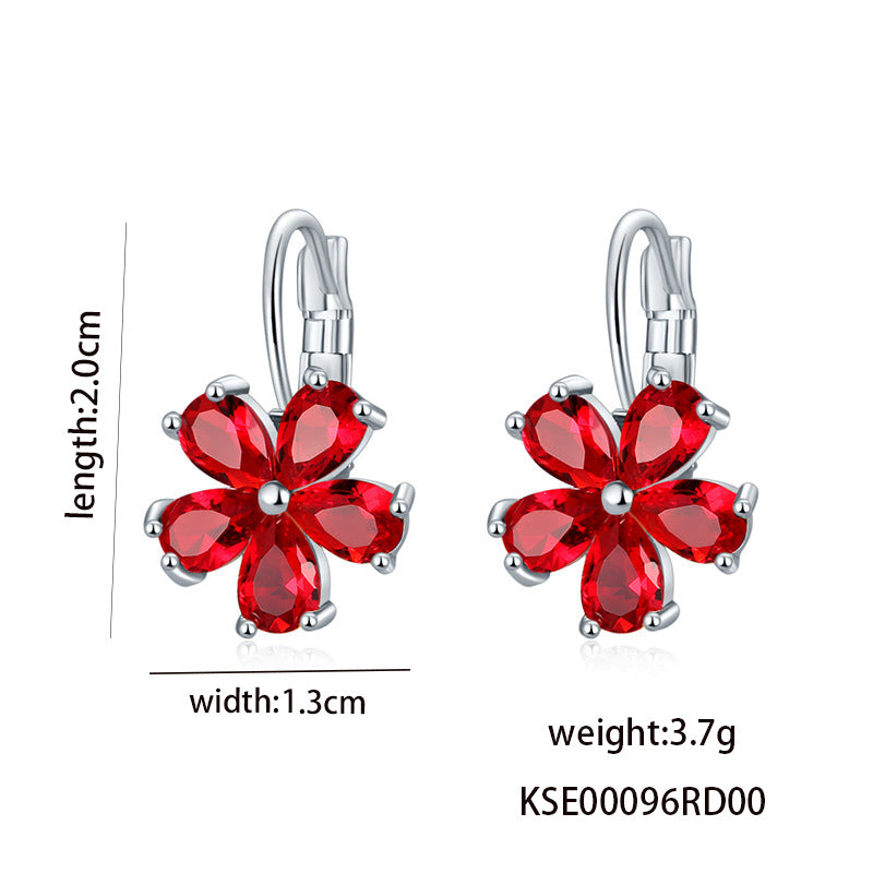 1 Pair Casual Flower Plating Inlay Copper Zircon White Gold Plated Drop Earrings