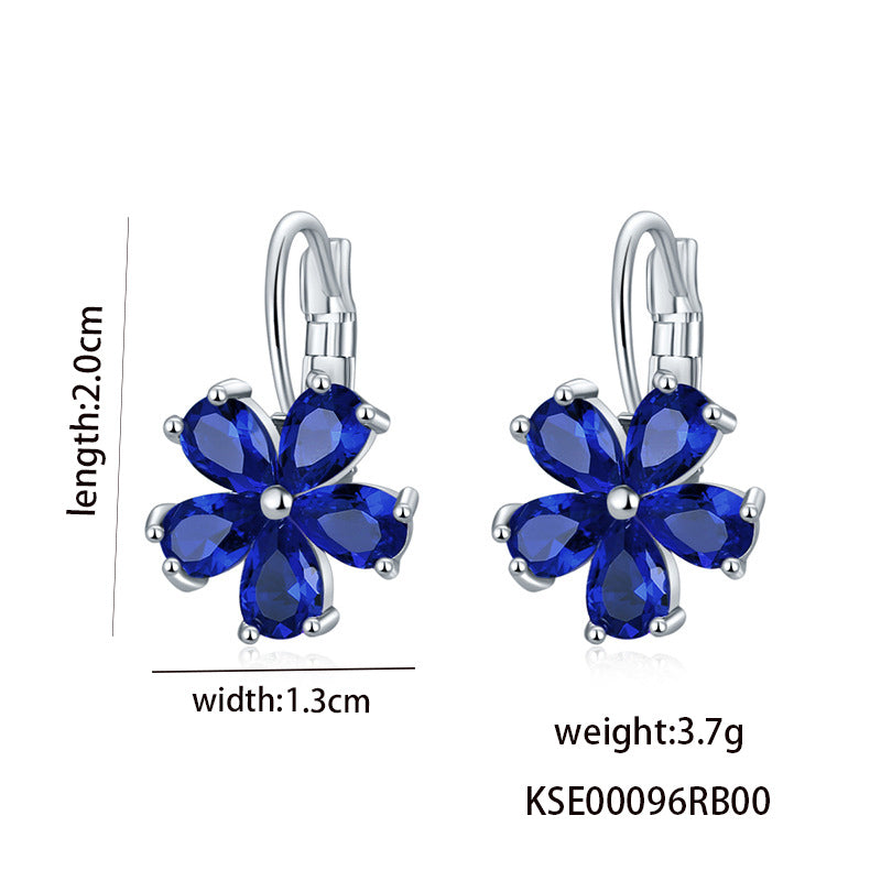 1 Pair Casual Flower Plating Inlay Copper Zircon White Gold Plated Drop Earrings