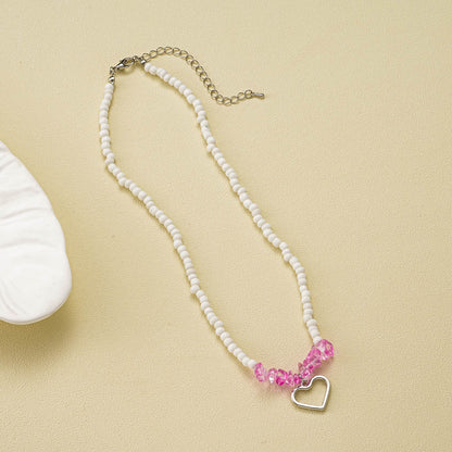 Simple Style Heart Shape Alloy Beaded Women's Necklace