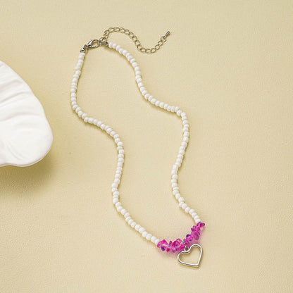 Simple Style Heart Shape Alloy Beaded Women's Necklace