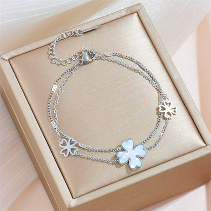 Classic Style Flower Titanium Steel Patchwork Bracelets