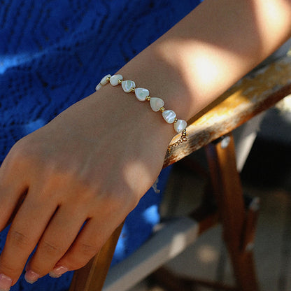 Simple Style Heart Shape Shell Patchwork Women's Bracelets