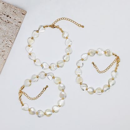 Simple Style Heart Shape Shell Patchwork Women's Bracelets