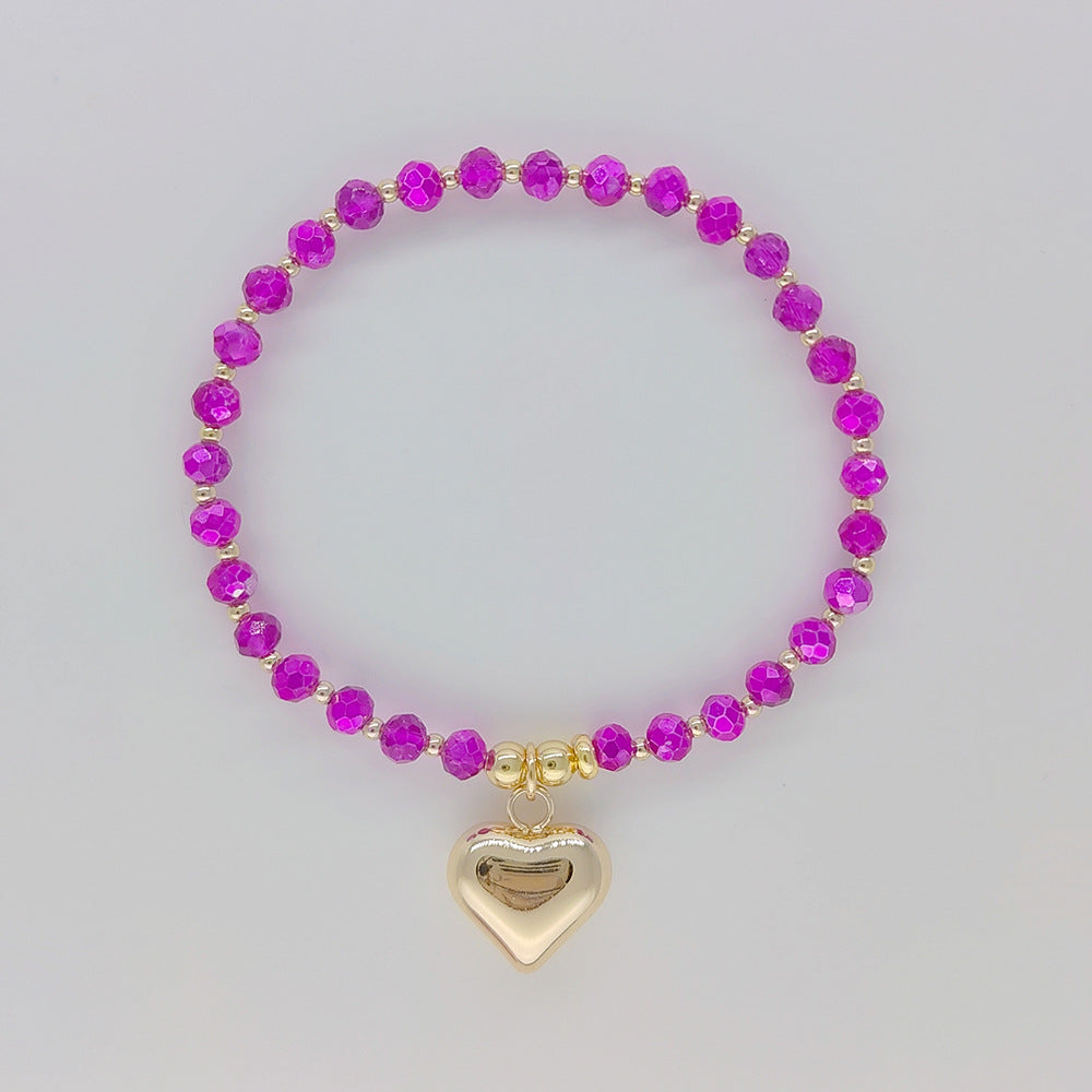 Modern Style Heart Shape Solid Color Glass Knitting Women's Bracelets