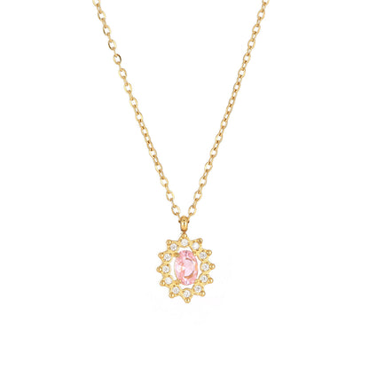 Simple Style Sun Stainless Steel White Gold Plated Gold Plated Zircon Pendant Necklace In Bulk