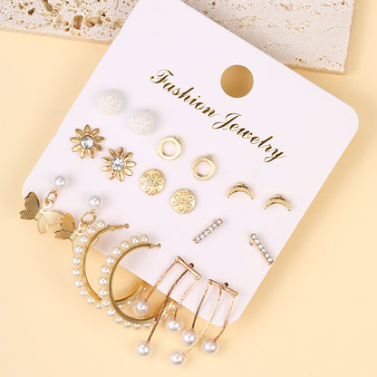 1 Set Simple Style Flower Plating Inlay Zinc Alloy Rhinestones Gold Plated Earrings