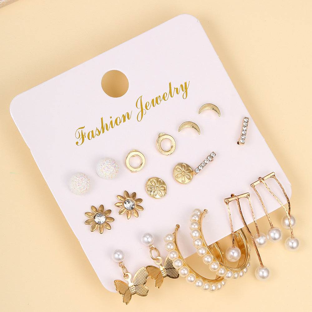 1 Set Simple Style Flower Plating Inlay Zinc Alloy Rhinestones Gold Plated Earrings