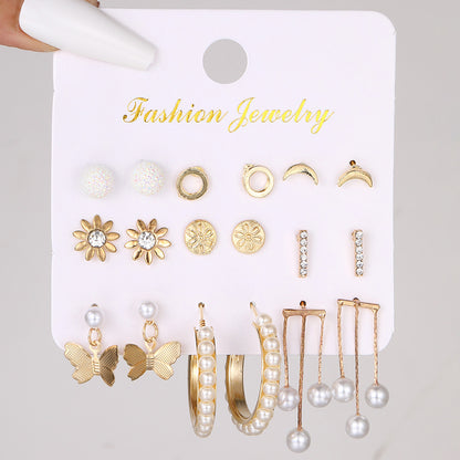 1 Set Simple Style Flower Plating Inlay Zinc Alloy Rhinestones Gold Plated Earrings