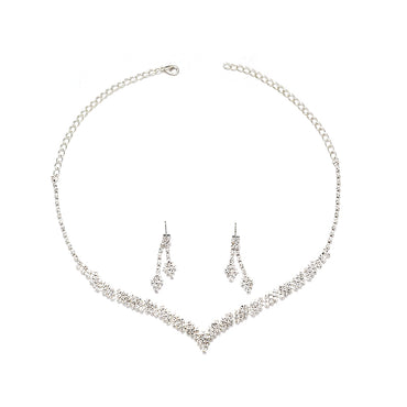 Luxurious Wedding Solid Color Alloy Plating Inlay Rhinestones Silver Plated Women's Jewelry Set