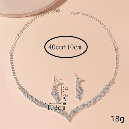 Luxurious Wedding Solid Color Alloy Plating Inlay Rhinestones Silver Plated Women's Jewelry Set
