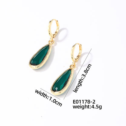 1 Pair Casual Simple Style Water Droplets Plating Inlay Copper Crystal Glass Zircon Drop Earrings