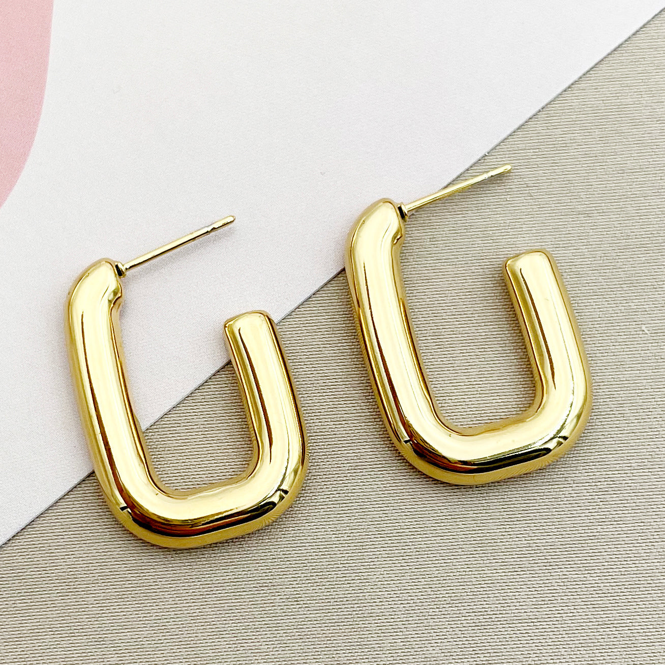 Simple Style U Shape Stainless Steel Metal Enamel Plating Women's Ear Studs