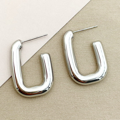 Simple Style U Shape Stainless Steel Metal Enamel Plating Women's Ear Studs