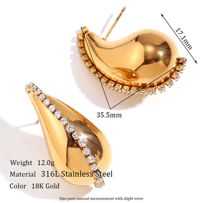 1 Pair Simple Style Solid Color Plating Inlay Stainless Steel Rhinestones 18k Gold Plated Ear Studs