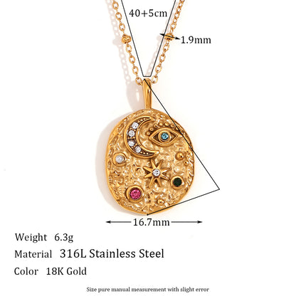 Vintage Style Classic Style Star Stainless Steel Plating Inlay Rhinestones 18k Gold Plated Earrings Necklace
