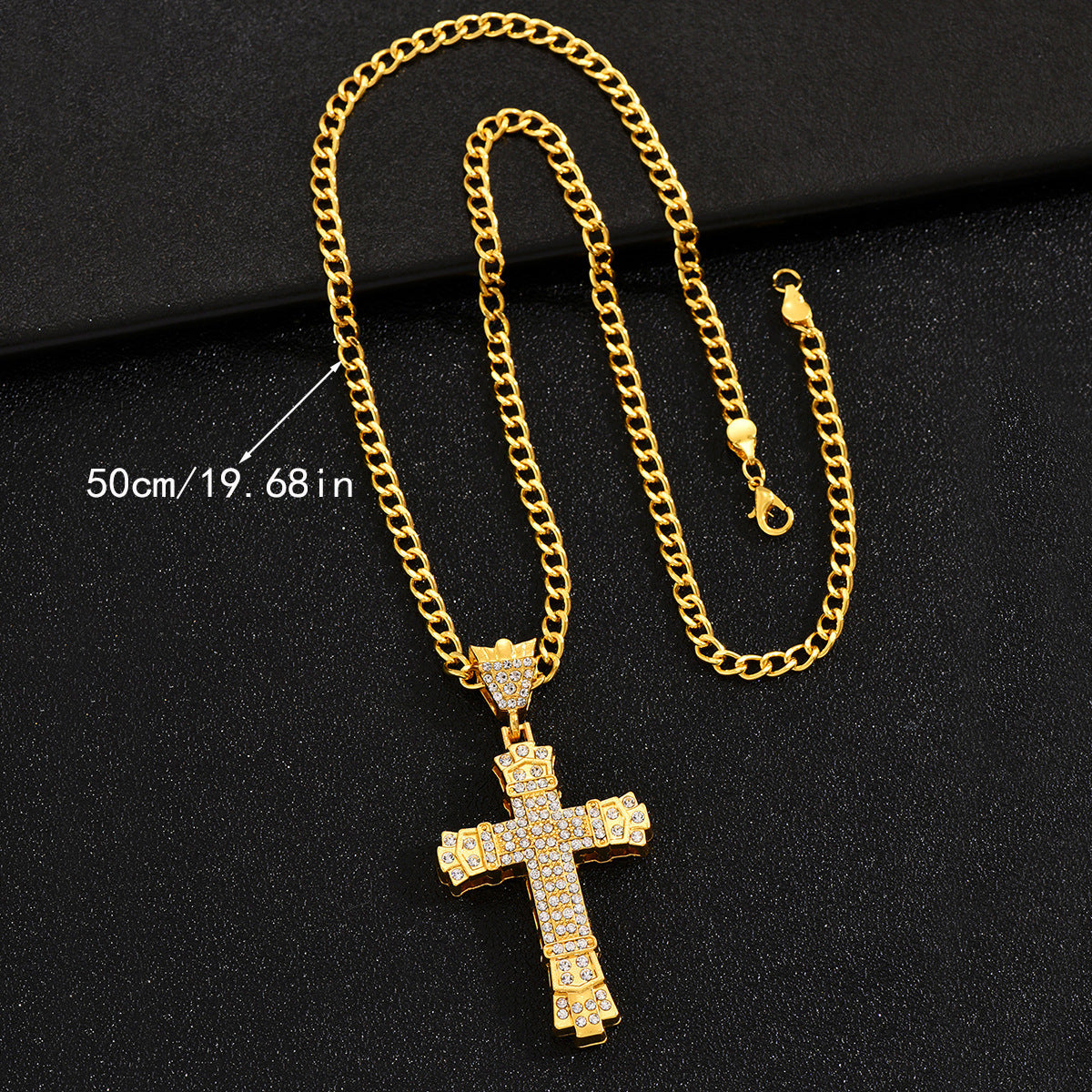 Hip-hop Retro Cross Alloy Inlay Rhinestones Men's Pendant Necklace