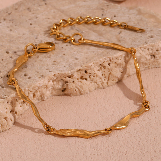 Vintage Style Solid Color Stainless Steel Plating 18k Gold Plated Bracelets Necklace