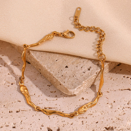 Vintage Style Solid Color Stainless Steel Plating 18k Gold Plated Bracelets Necklace