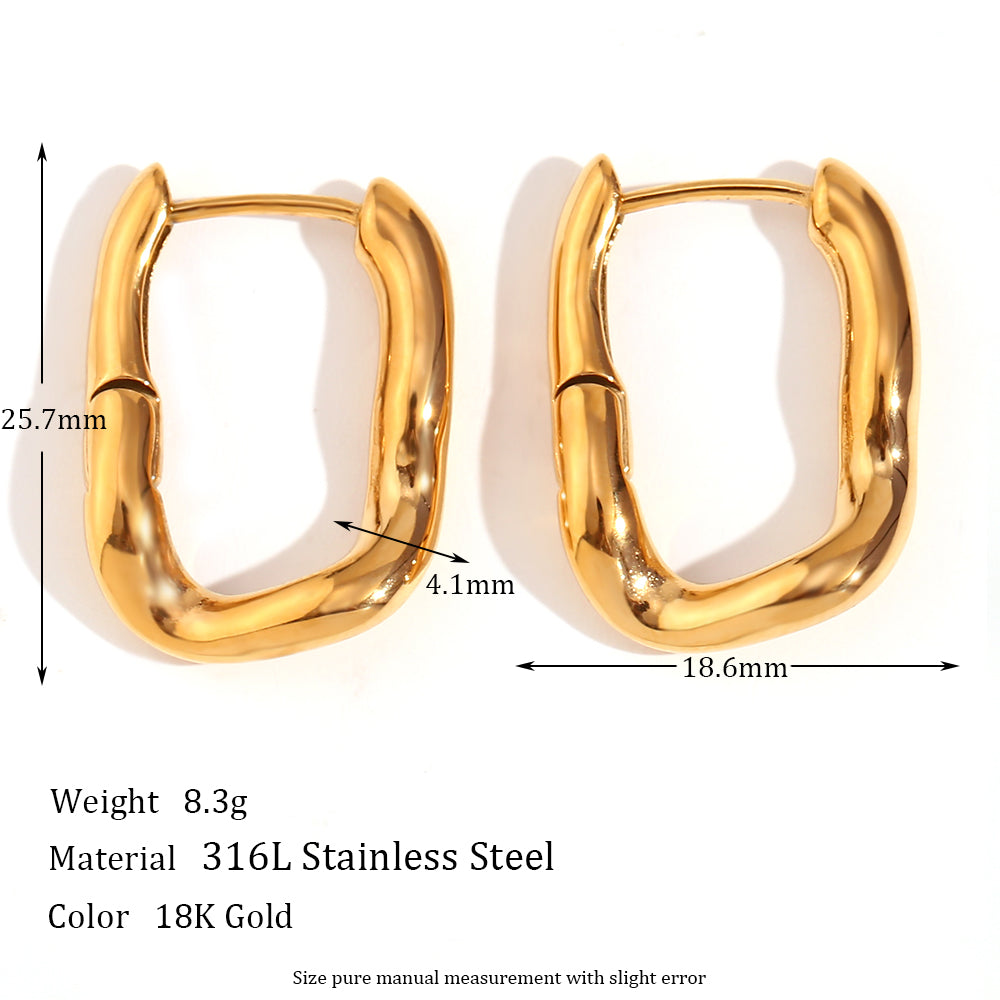 1 Pair Simple Style Solid Color Plating Stainless Steel 18k Gold Plated Earrings