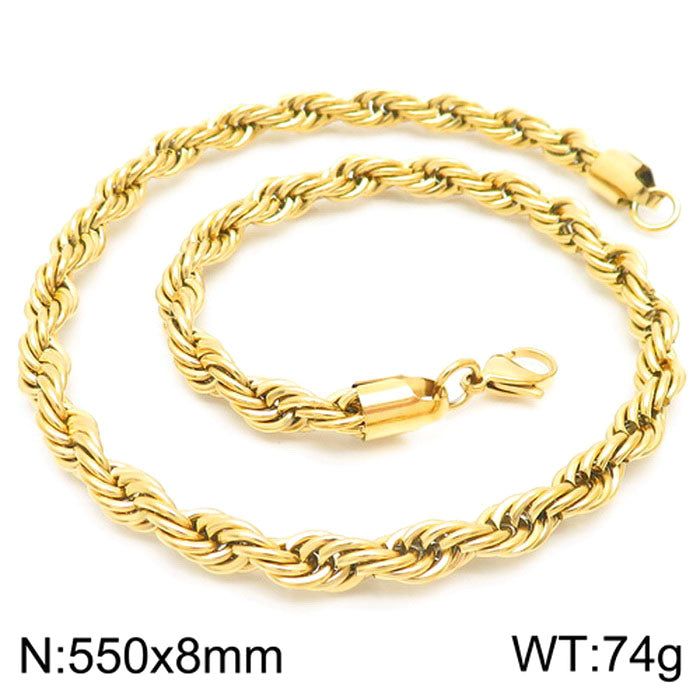 Casual Simple Style Solid Color Stainless Steel Titanium Steel Plating Gold Plated Necklace