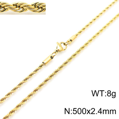 Casual Simple Style Solid Color Stainless Steel Titanium Steel Plating Gold Plated Necklace