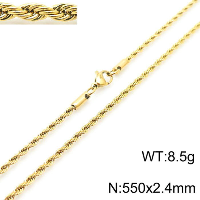 Casual Simple Style Solid Color Stainless Steel Titanium Steel Plating Gold Plated Necklace