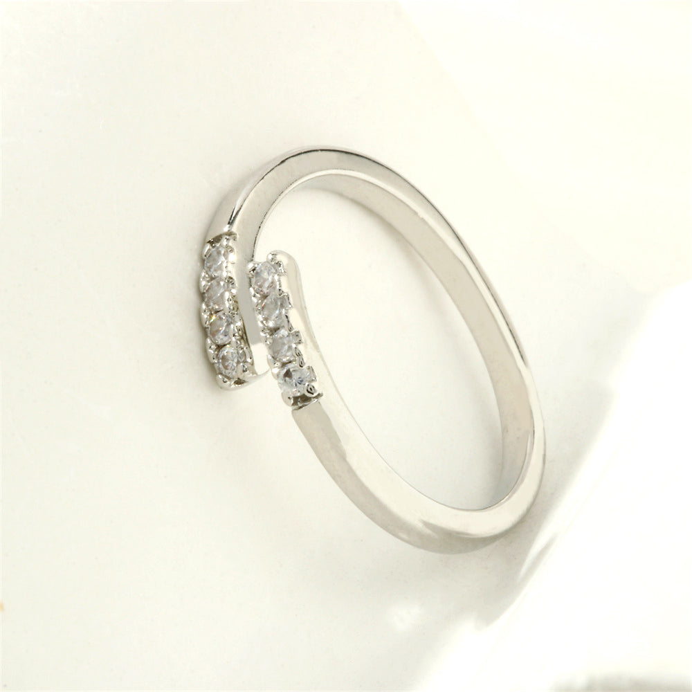 Simple Style Lines Copper 18k Gold Plated Zircon Open Rings In Bulk