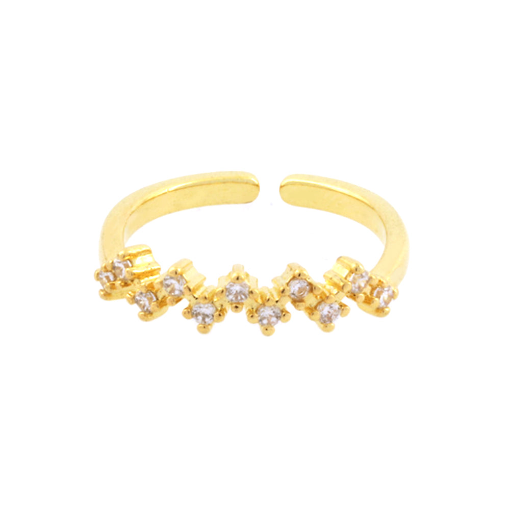 Simple Style Lines Copper 18k Gold Plated Zircon Open Rings In Bulk