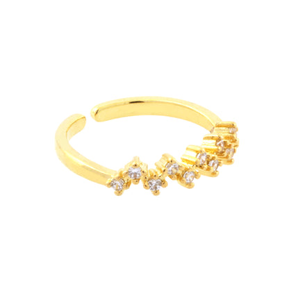 Simple Style Lines Copper 18k Gold Plated Zircon Open Rings In Bulk