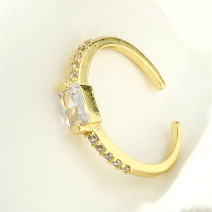 Casual Square Water Droplets Heart Shape Copper 18k Gold Plated Zircon Open Rings In Bulk