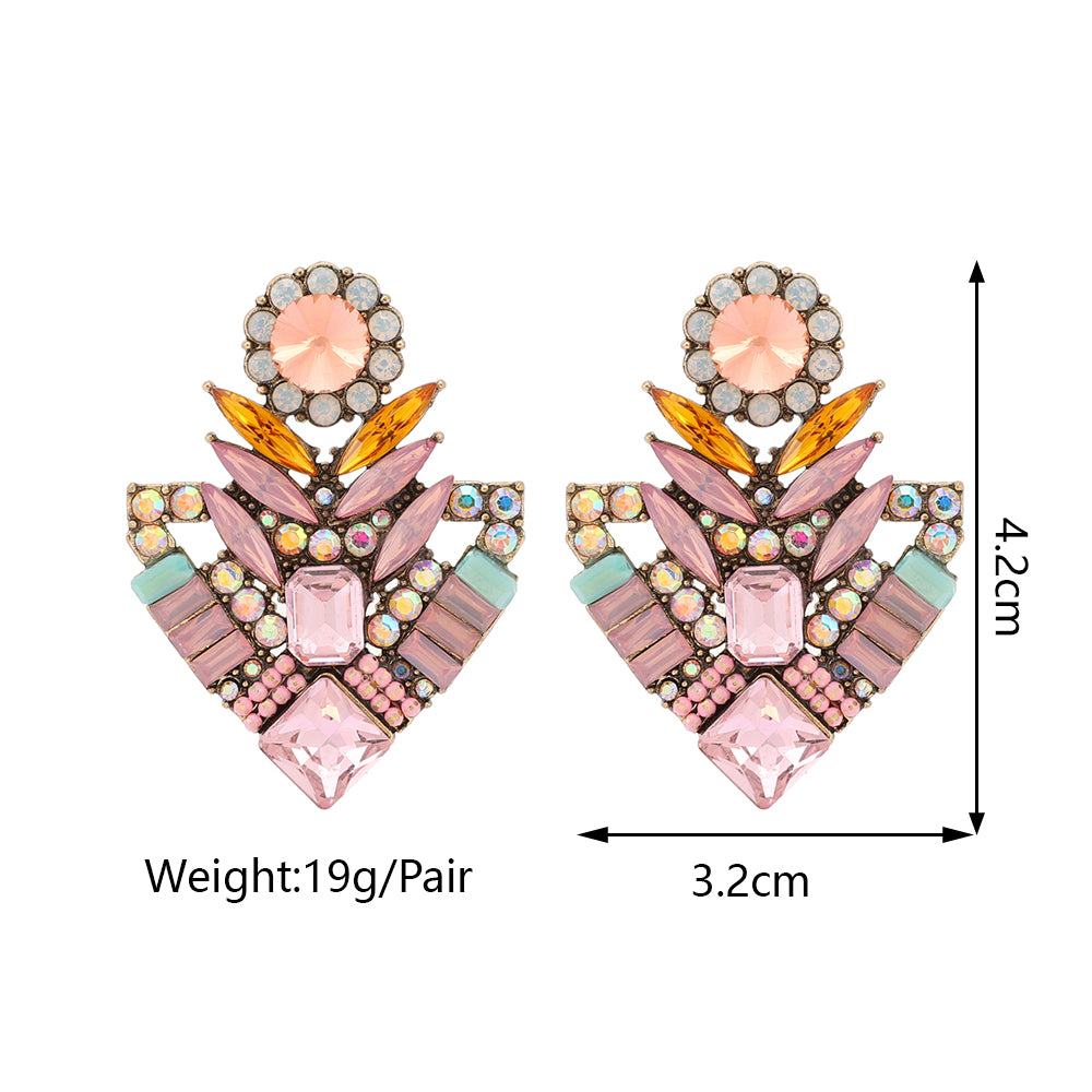 1 Pair Elegant Luxurious Korean Style Colorful Plating Metal Inlay Zinc Alloy Rhinestones Ear Studs