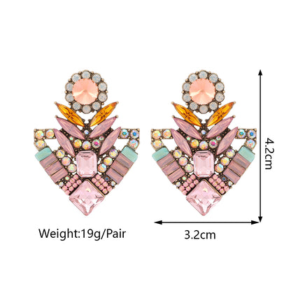 1 Pair Elegant Luxurious Korean Style Colorful Plating Metal Inlay Zinc Alloy Rhinestones Ear Studs