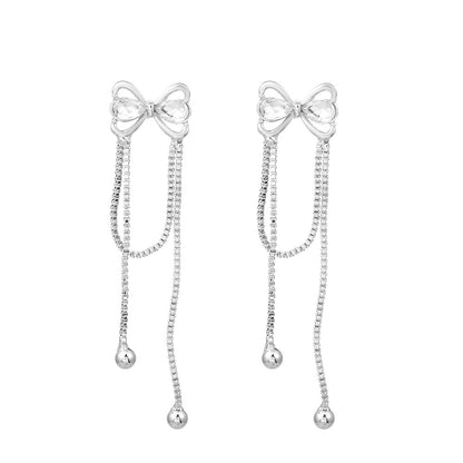 1 Pair Ig Style Korean Style Bow Knot Plating Inlay Copper Zircon Drop Earrings