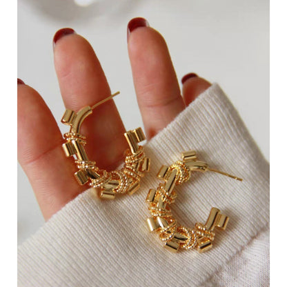 1 Pair Retro Geometric Plating Copper Earrings